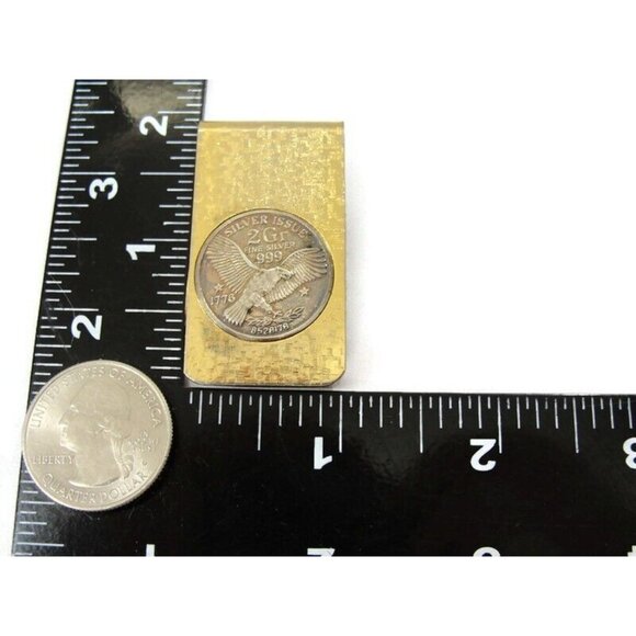 Vintage 2 Gram Fine Silver Coin Money Clip Men Wallet ID Credit Card Holder - Picture 9 of 9